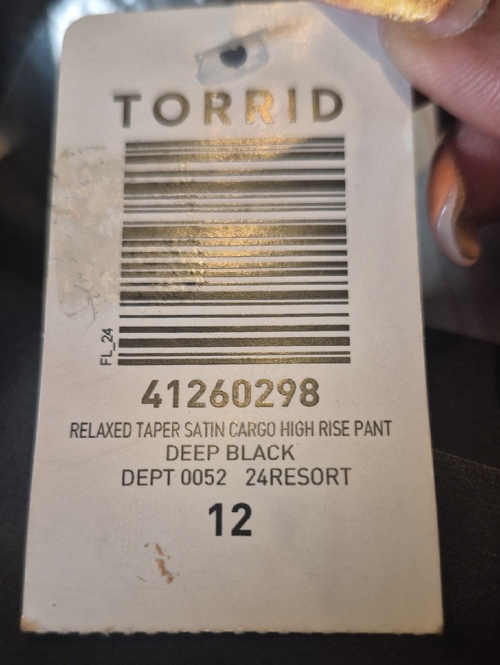 NEW--Torrid Deep Black Relaxed Taper Satin Cargo High-Rise Pants